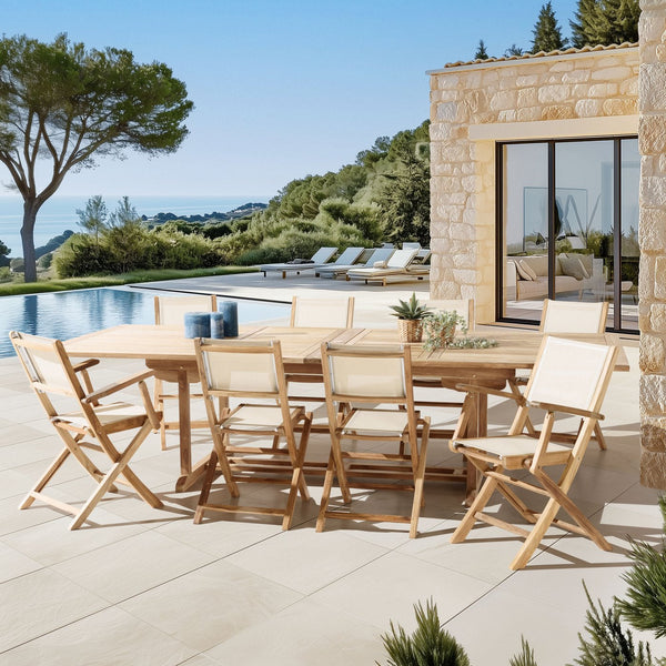 Fun - Salon De Jardin 10/12 Pers - Beige/Marron