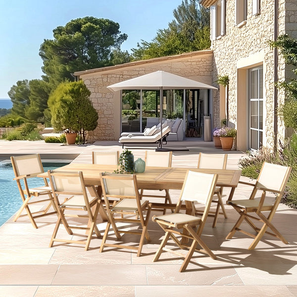 Fun - Salon De Jardin 10/12 Pers - Beige/Marron