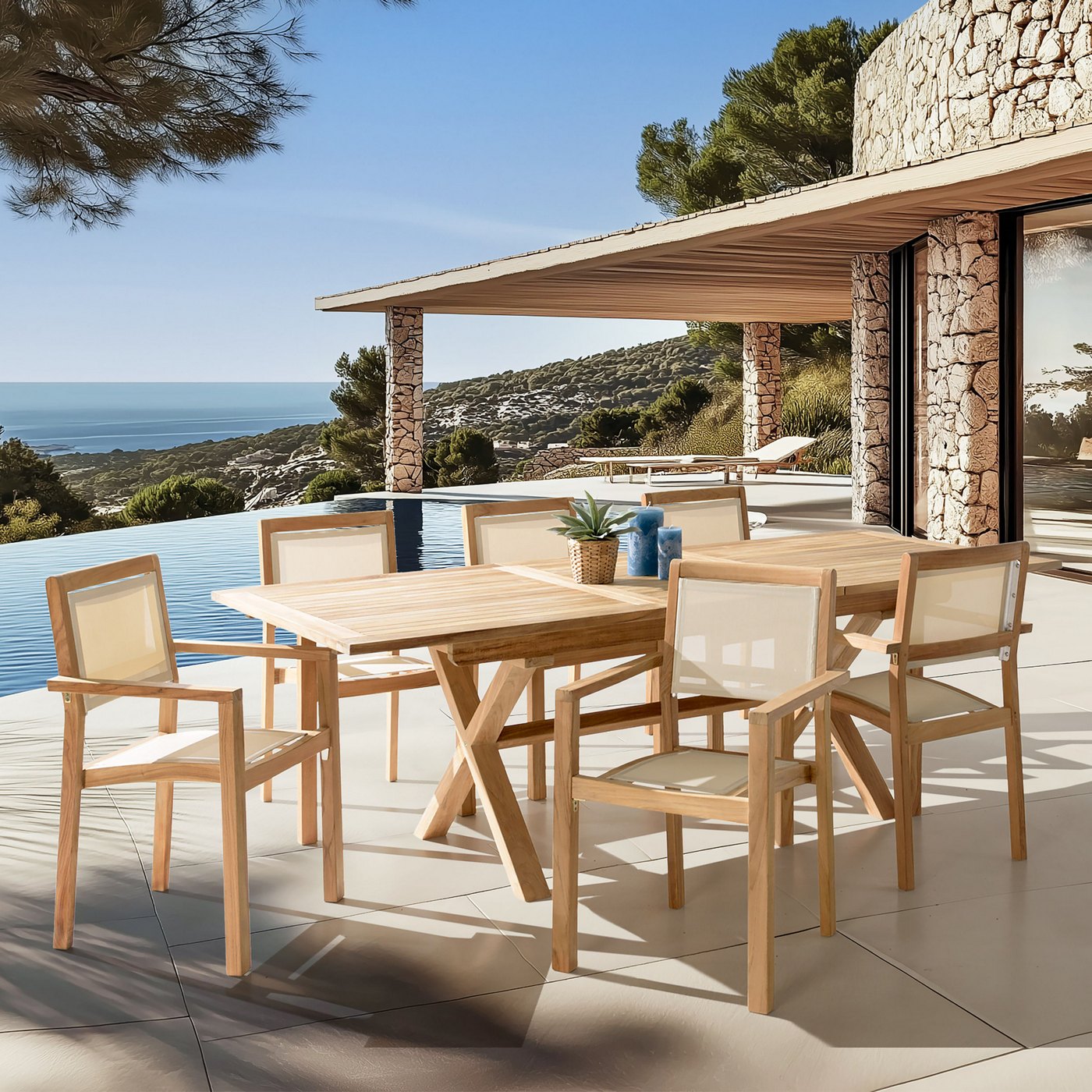 Fun - Salon De Jardin 8/10 Pers - Beige/Marron