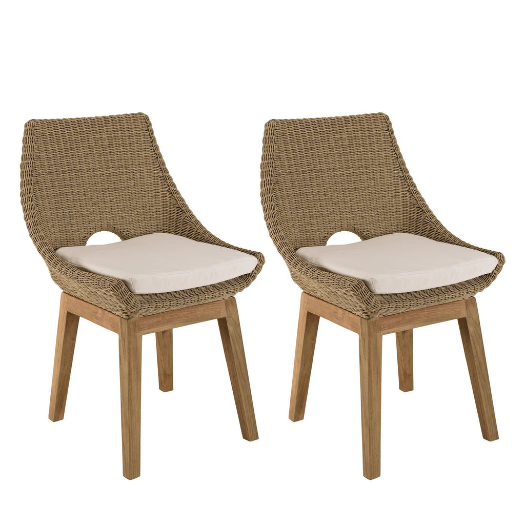 Kally - Lot De 2 Chaises Jardin - Beige/Ecru/Marron
