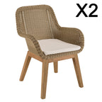Kally - Lot De 2 Fauteuils Jardin - Beige/Ecru/Marron