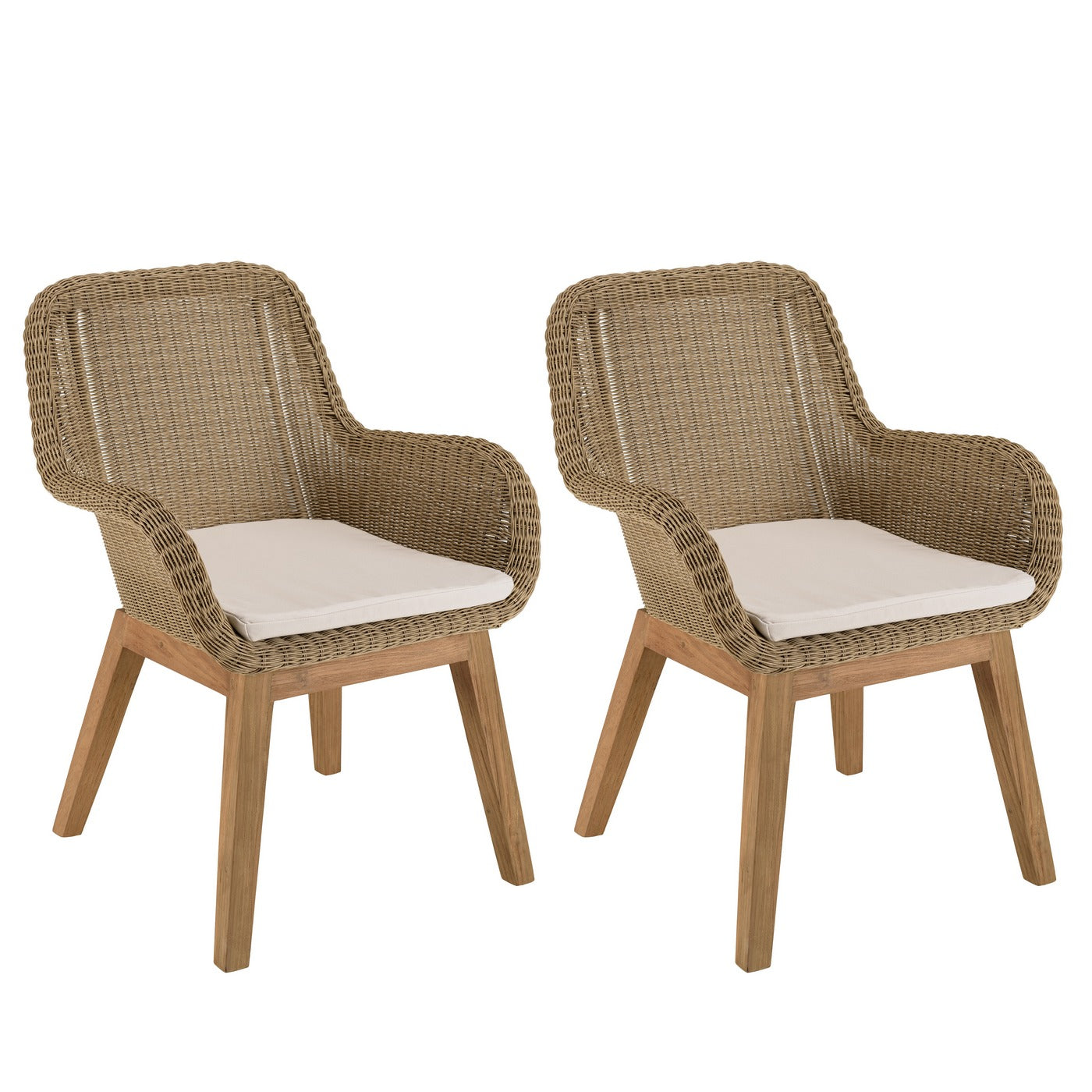 Kally - Lot De 2 Fauteuils Jardin - Beige/Ecru/Marron
