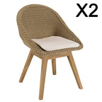 Kally - Lot De 2 Chaises Jardin - Beige/Ecru/Marron