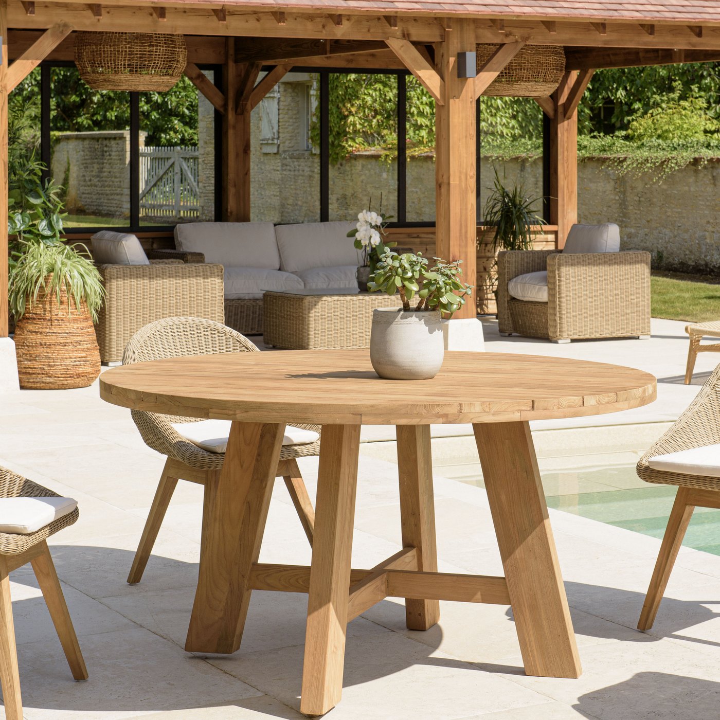Kally - Table À Manger De Jardin - Marron