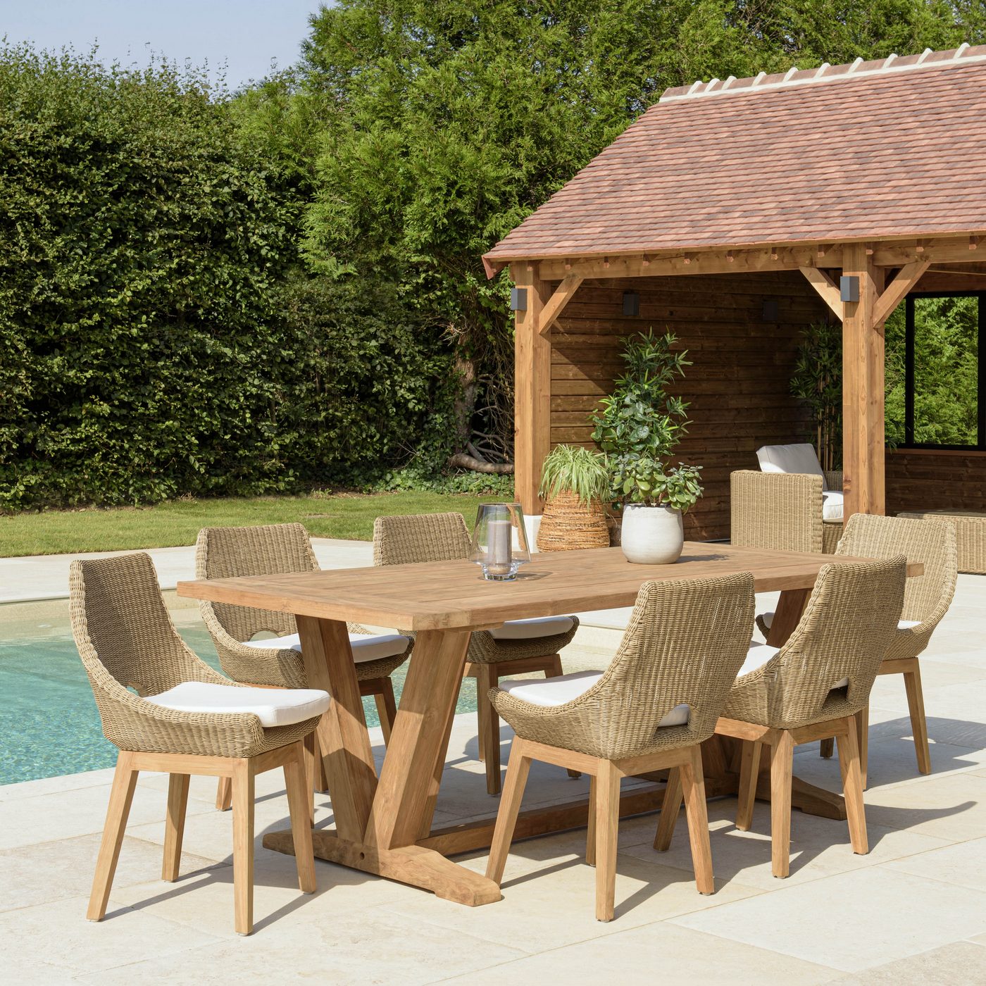 Kally - Salon De Jardin 6/8 Pers - Beige/Ecru/Marron