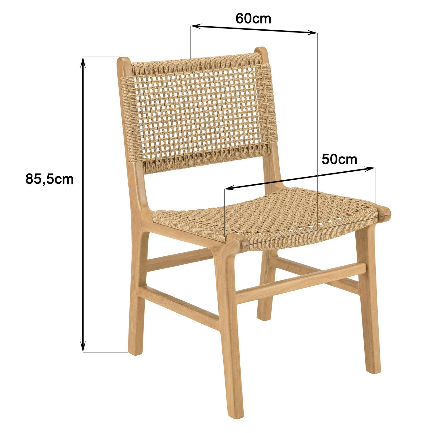 Valeria - Lot De 2 Chaises Jardin - Bois Clair/Beige