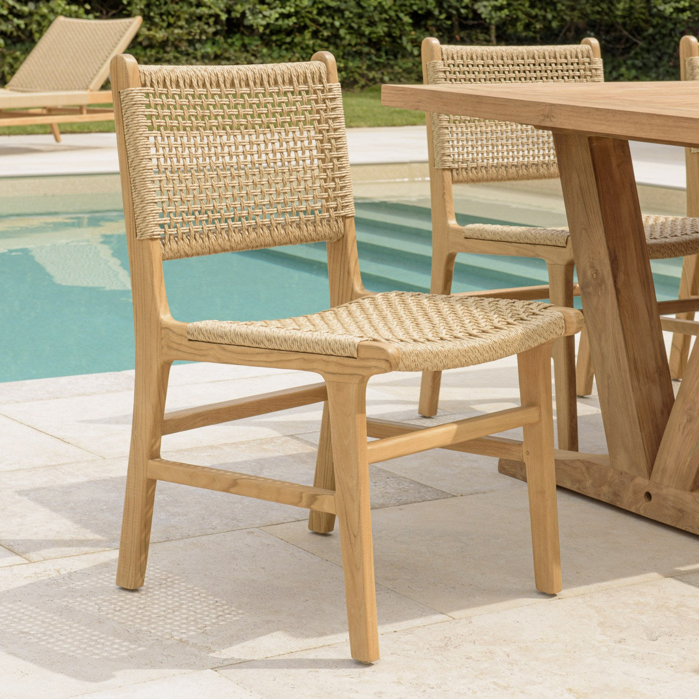 Valeria - Lot De 2 Chaises Jardin - Bois Clair/Beige