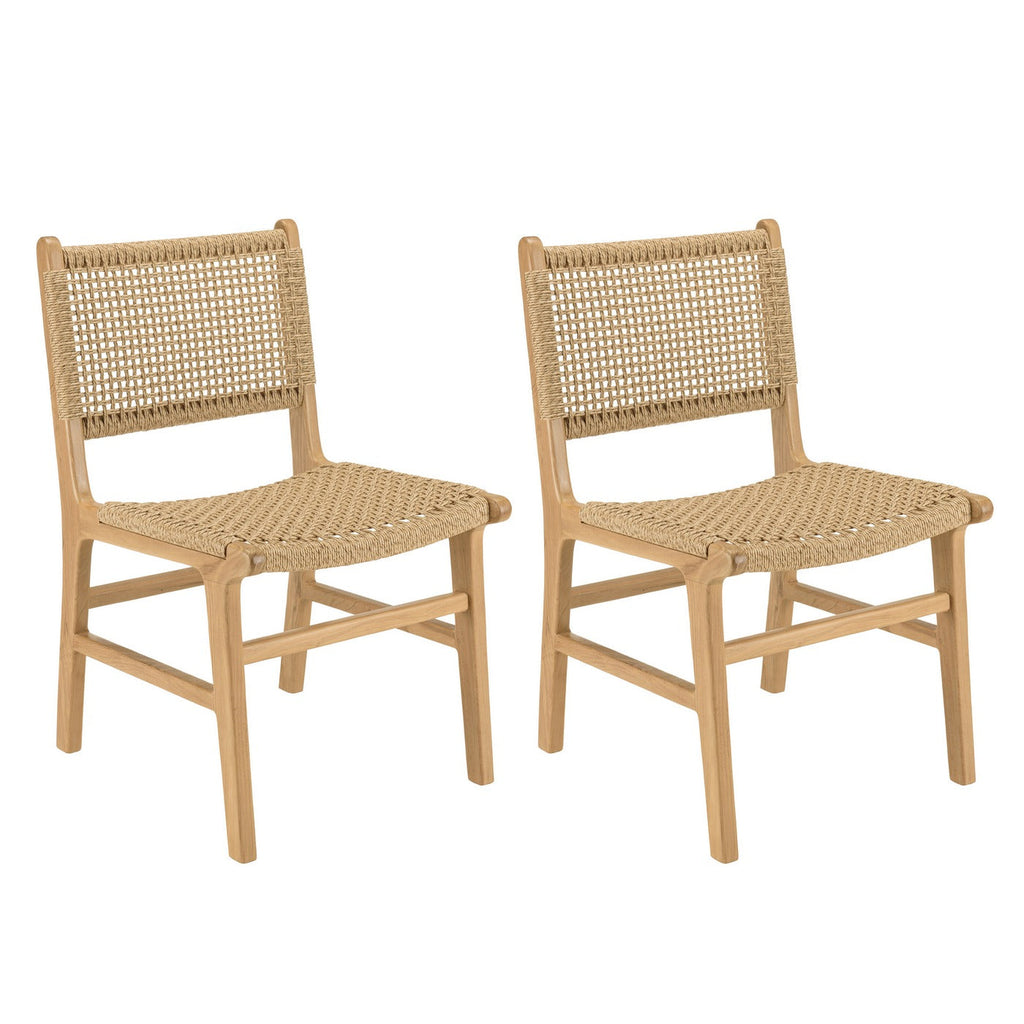 Valeria - Lot De 2 Chaises Jardin - Bois Clair/Beige
