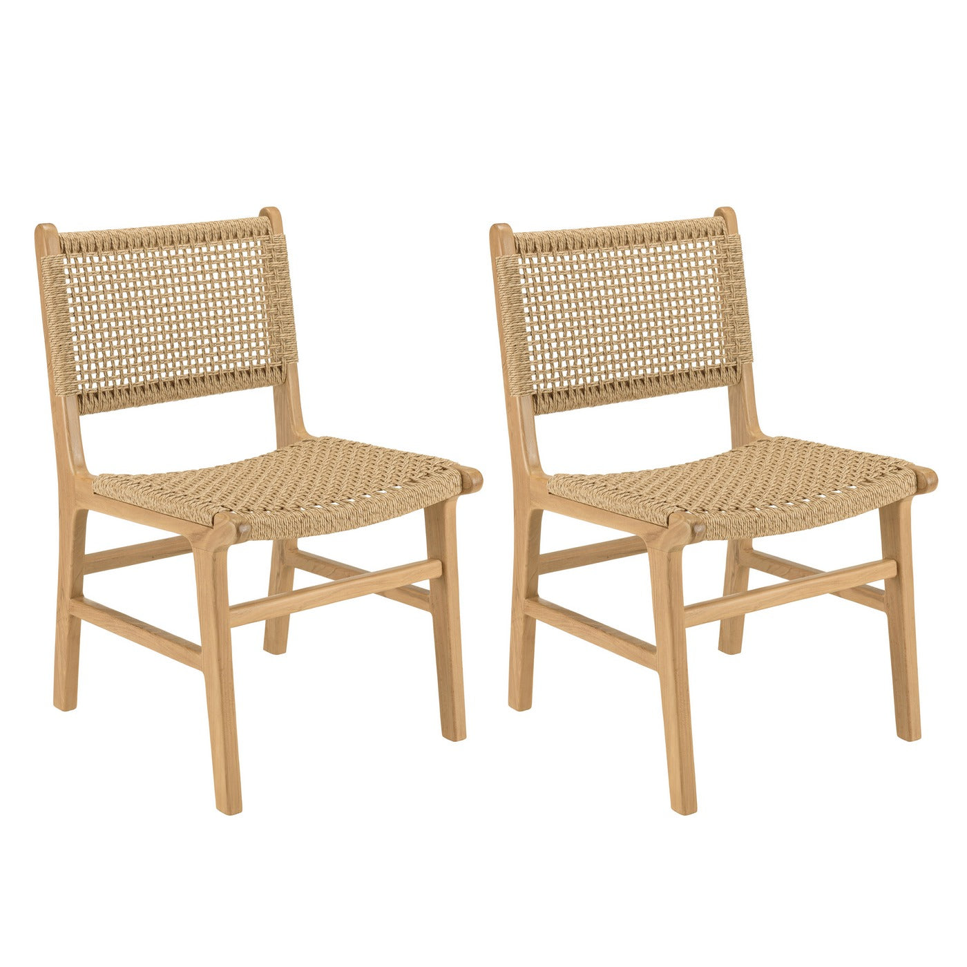Valeria - Lot De 2 Chaises Jardin - Bois Clair/Beige