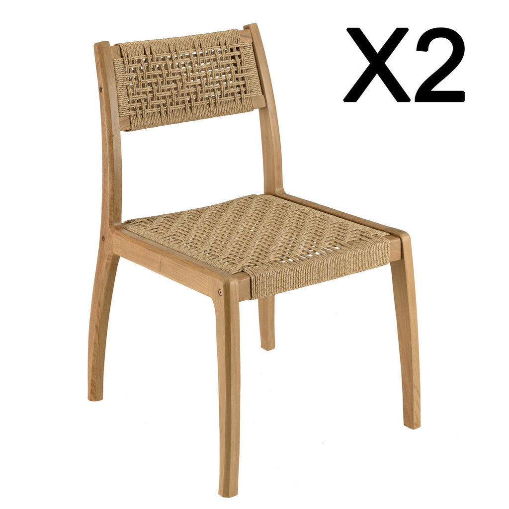 Valeria - Lot De 2 Chaises Jardin - Bois Clair/Beige