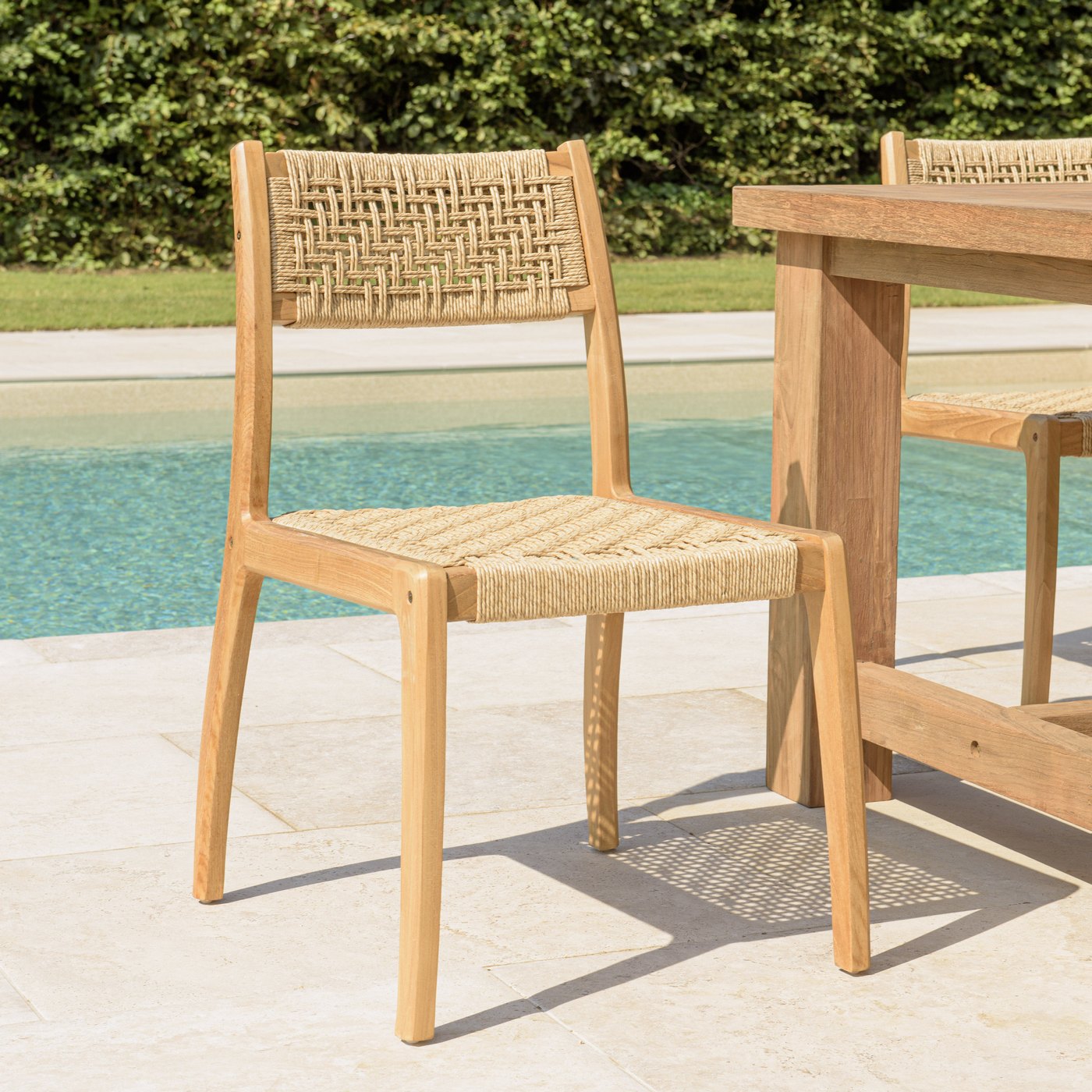 Valeria - Lot De 2 Chaises Jardin - Bois Clair/Beige