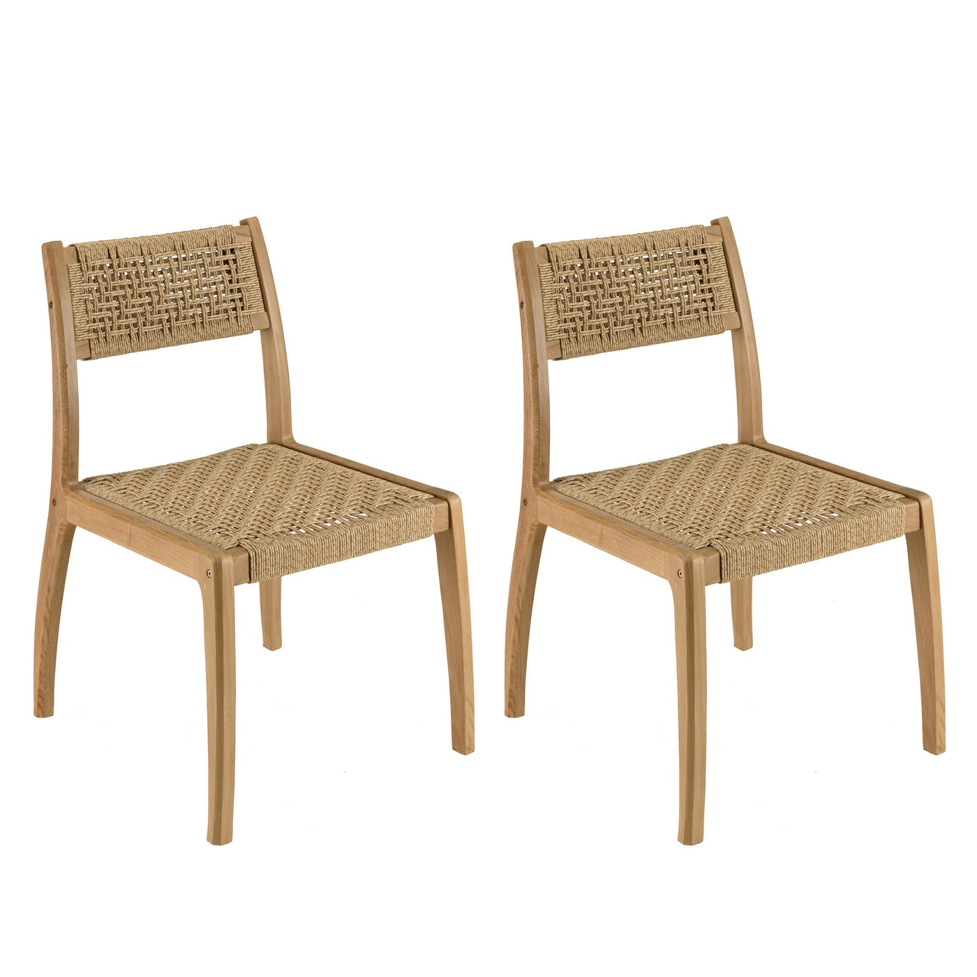 Valeria - Lot De 2 Chaises Jardin - Bois Clair/Beige