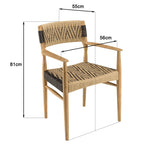 Valeria - Lot De 2 Fauteuils Jardin - Bois Clair/Beige/Noir