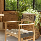 Valeria - Lot De 2 Fauteuils Jardin - Bois Clair/Beige/Noir