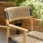 Valeria - Lot De 2 Fauteuils Jardin - Bois Clair/Beige/Noir