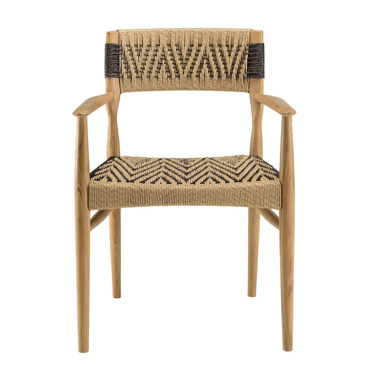 Valeria - Lot De 2 Fauteuils Jardin - Bois Clair/Beige/Noir