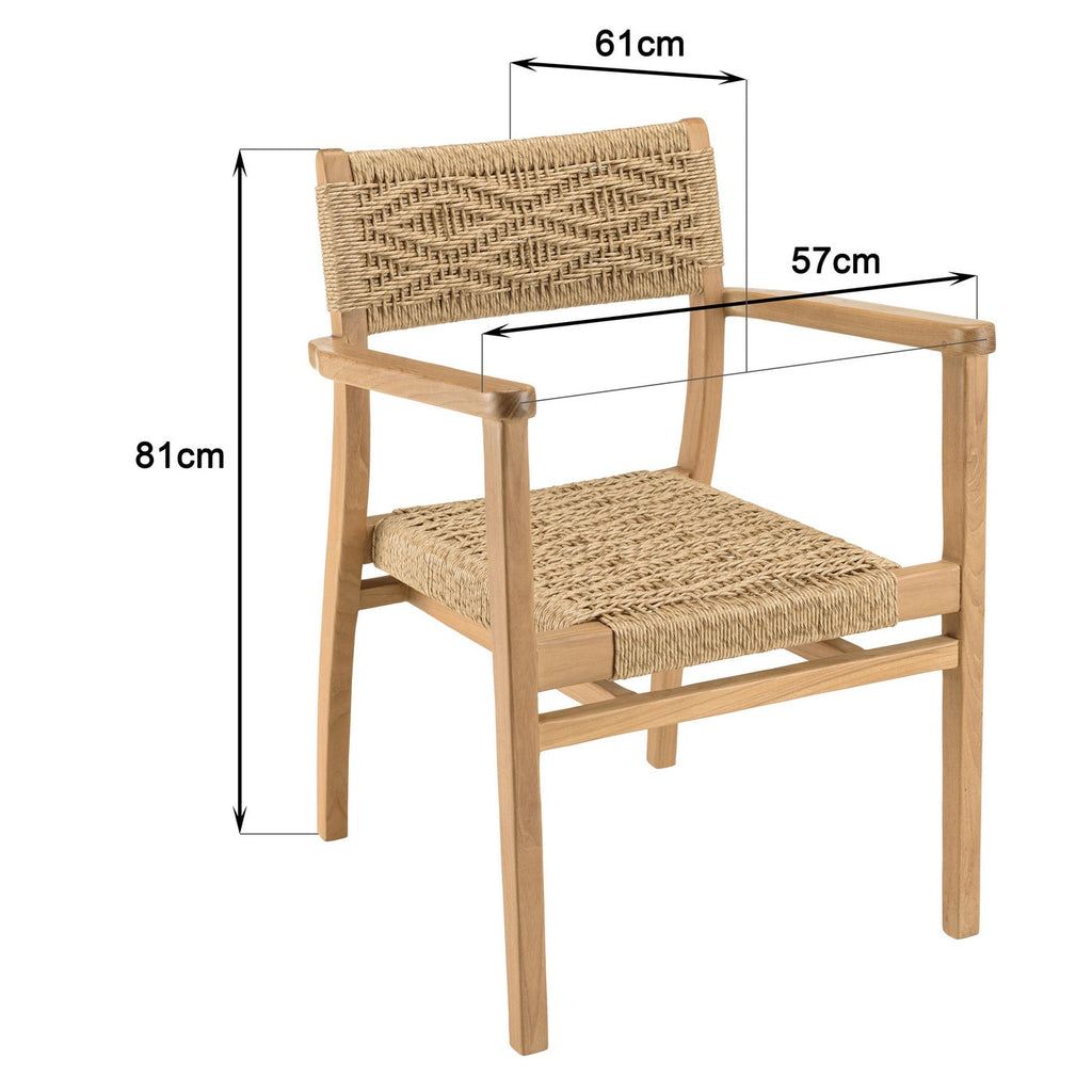 Valeria - Lot De 2 Fauteuils Jardin - Bois Clair/Beige