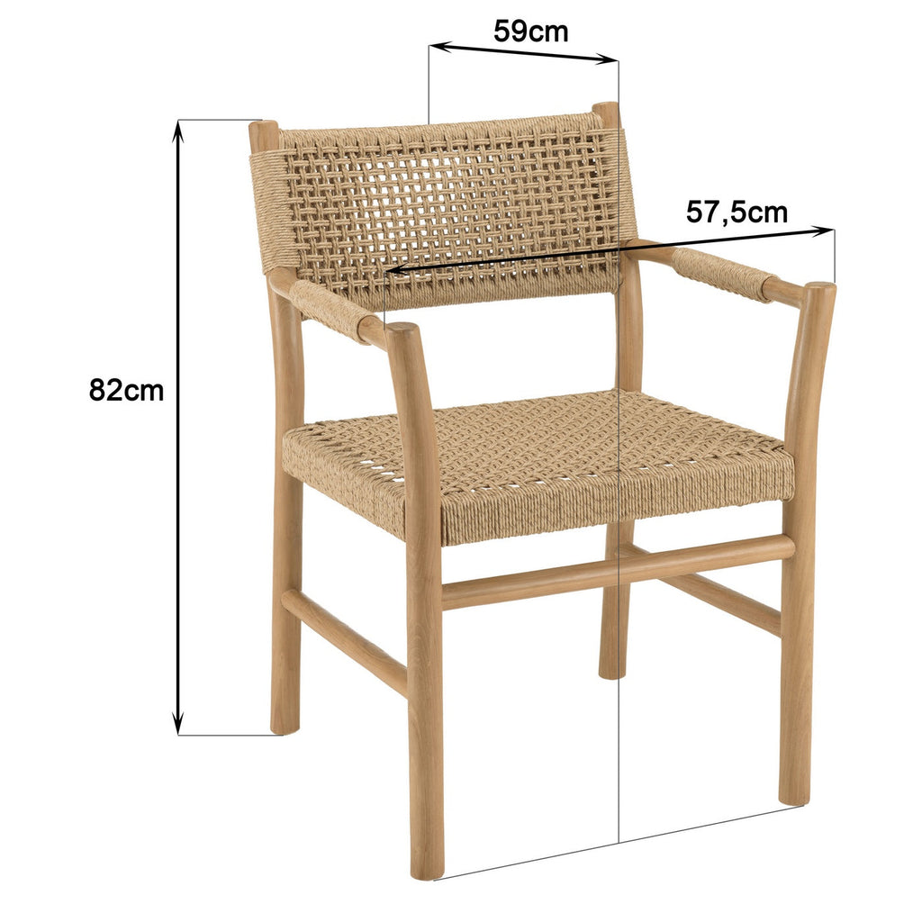 Valeria - Lot De 2 Fauteuils Jardin - Bois Clair/Beige