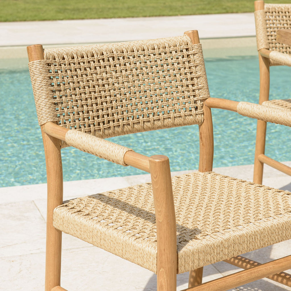 Valeria - Lot De 2 Fauteuils Jardin - Bois Clair/Beige
