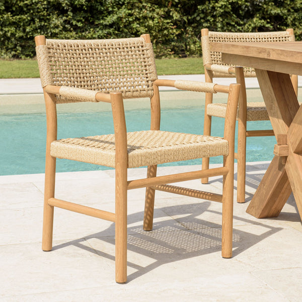 Valeria - Lot De 2 Fauteuils Jardin - Bois Clair/Beige