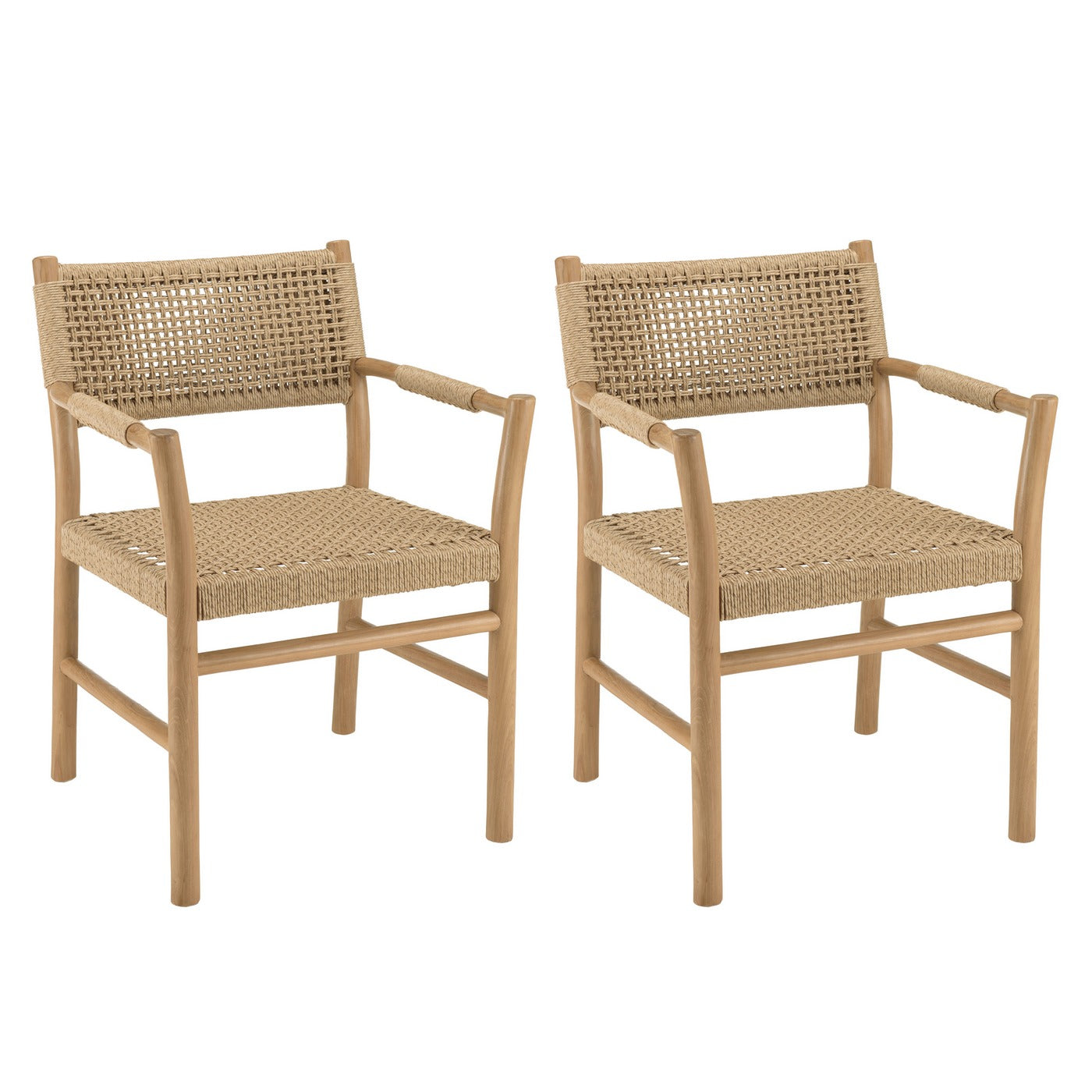 Valeria - Lot De 2 Fauteuils Jardin - Bois Clair/Beige