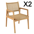 Valeria - Lot De 2 Fauteuils Jardin - Bois Clair/Beige