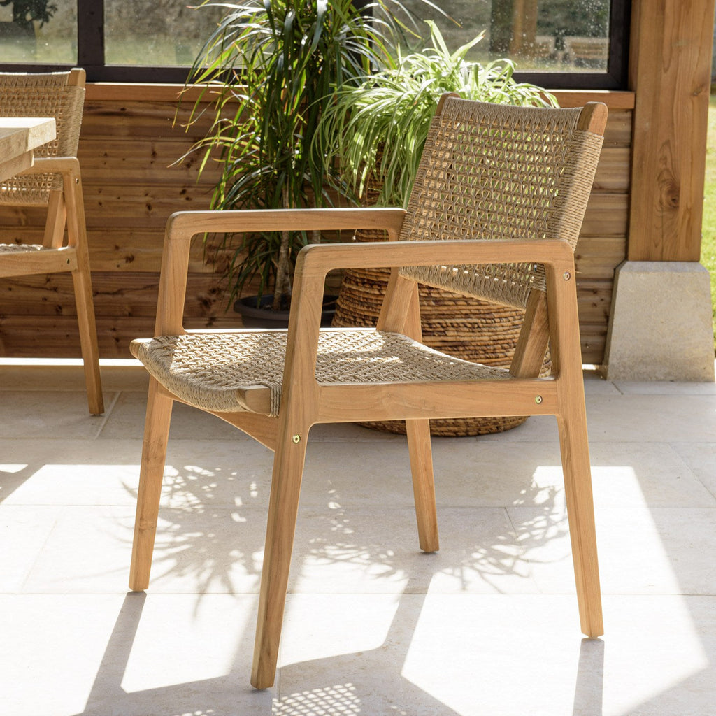 Valeria - Lot De 2 Fauteuils Jardin - Bois Clair/Beige