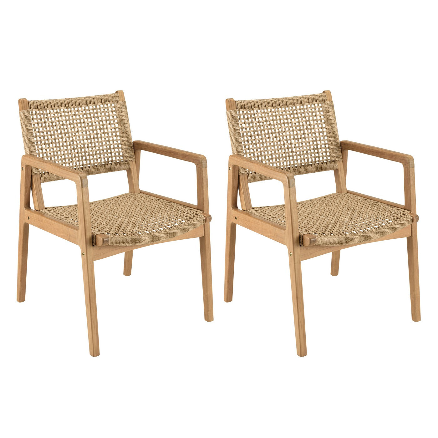 Valeria - Lot De 2 Fauteuils Jardin - Bois Clair/Beige
