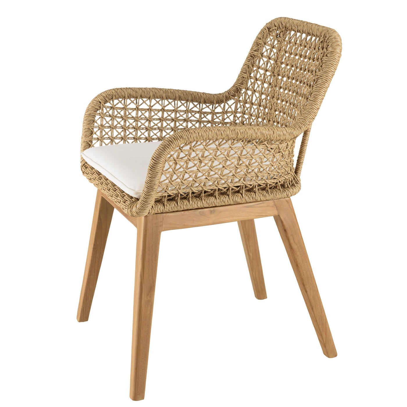 Valeria - Lot De 2 Fauteuils Jardin - Bois Clair/Blanc/Beige