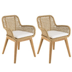 Valeria - Lot De 2 Fauteuils Jardin - Bois Clair/Blanc/Beige