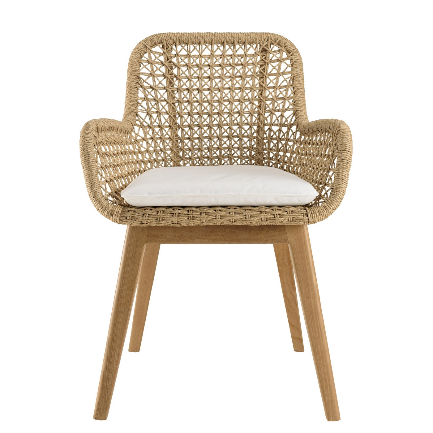 Valeria - Lot De 2 Fauteuils Jardin - Bois Clair/Blanc/Beige
