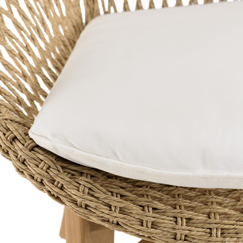 Valeria - Lot De 2 Fauteuils Jardin - Bois Clair/Blanc/Beige