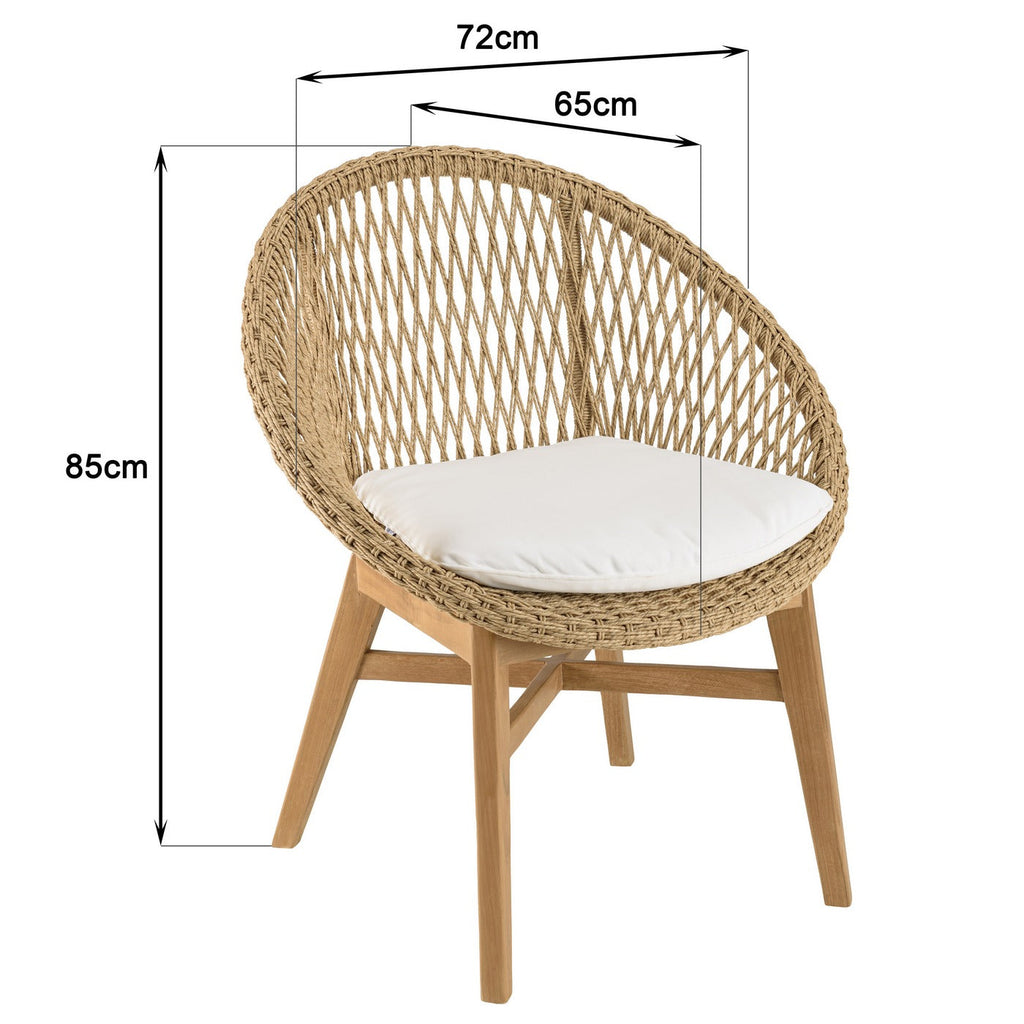 Valeria - Lot De 2 Fauteuils Jardin - Bois Clair/Blanc/Beige
