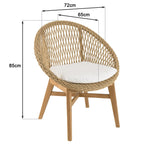 Valeria - Lot De 2 Fauteuils Jardin - Bois Clair/Blanc/Beige