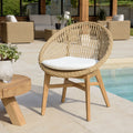 Valeria - Lot De 2 Fauteuils Jardin - Bois Clair/Blanc/Beige