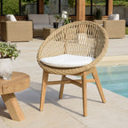 Valeria - Lot De 2 Fauteuils Jardin - Bois Clair/Blanc/Beige
