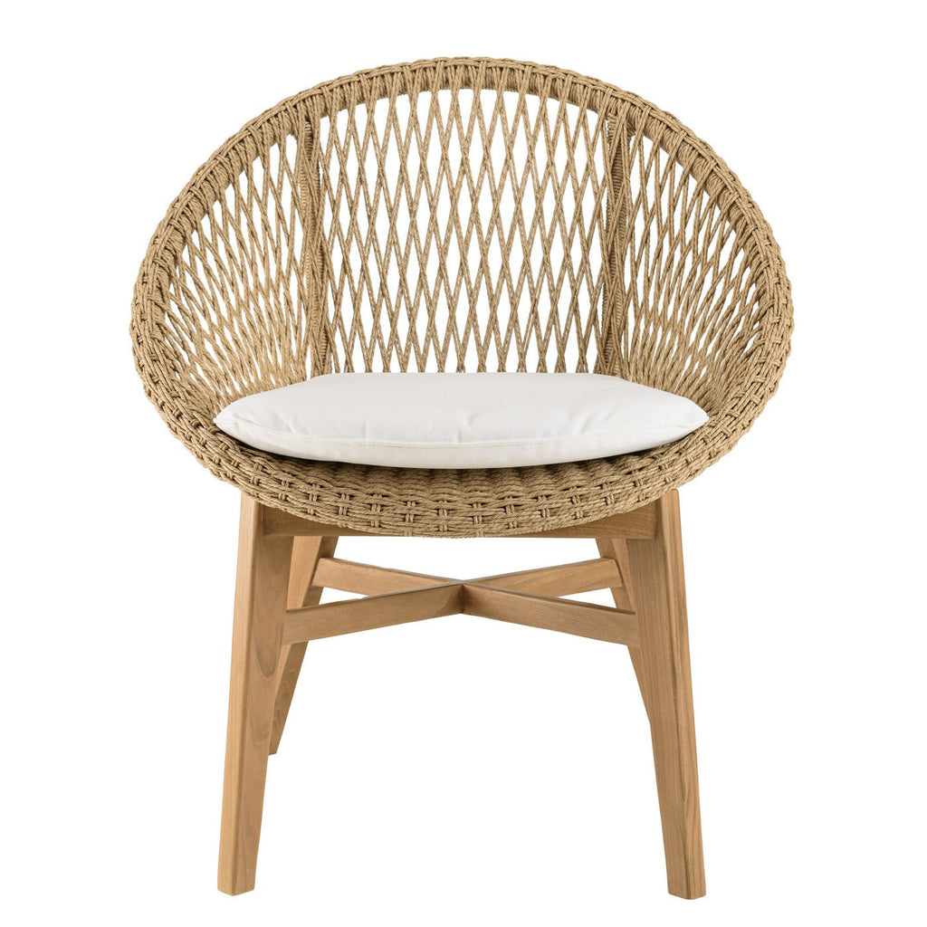 Valeria - Lot De 2 Fauteuils Jardin - Bois Clair/Blanc/Beige