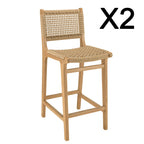 Valeria - Lot De 2 Tabourets Bar De Jardin - Bois Clair/Beige