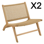 Valeria - Lot De 2 Fauteuils Jardin - Bois Clair/Beige