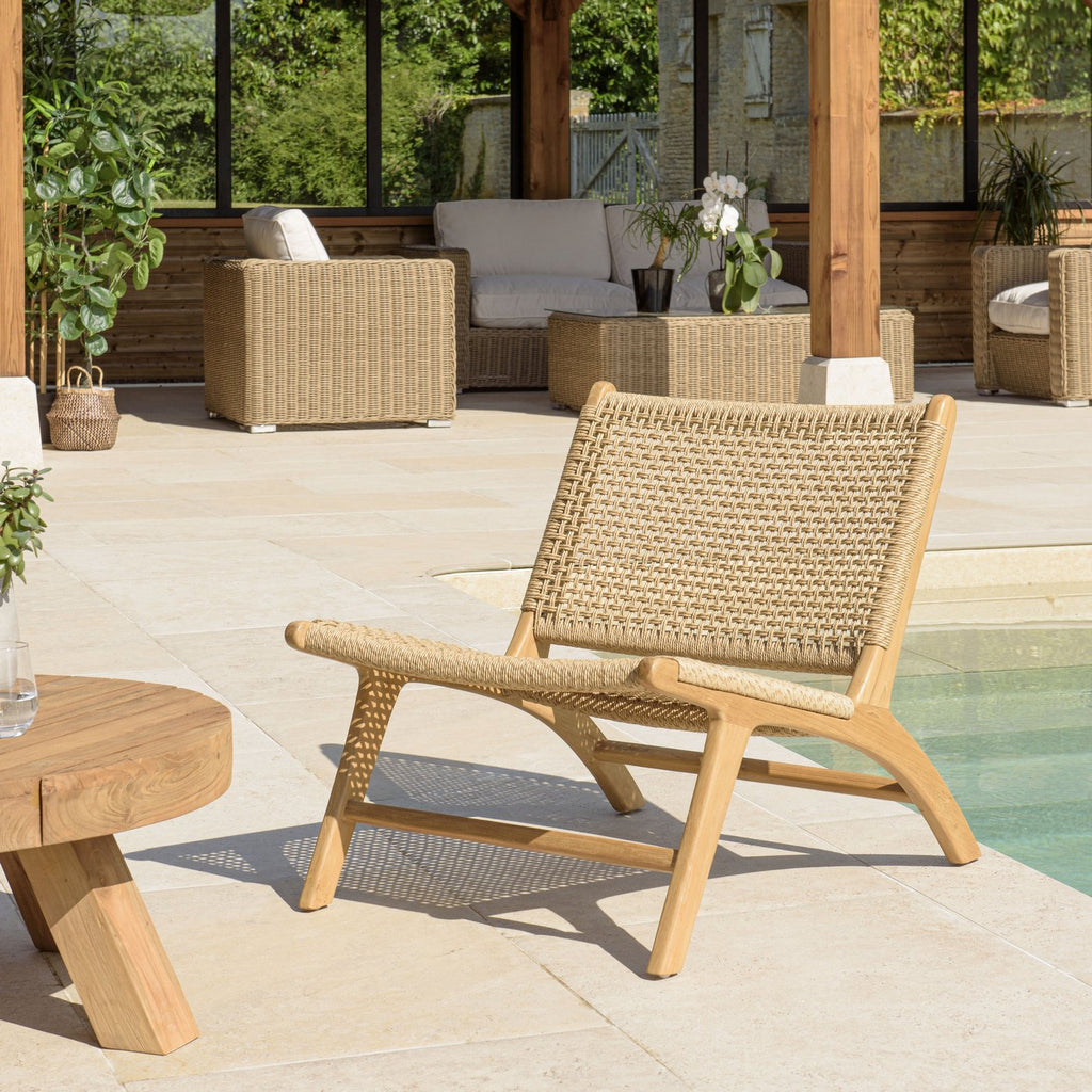 Valeria - Lot De 2 Fauteuils Jardin - Bois Clair/Beige