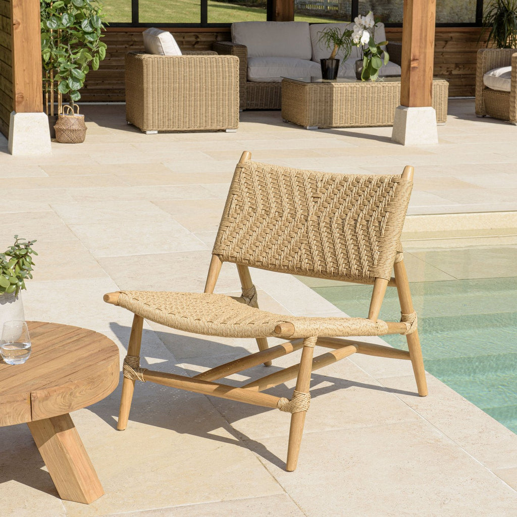 Valeria - Lot De 2 Fauteuils Jardin - Bois Clair/Beige