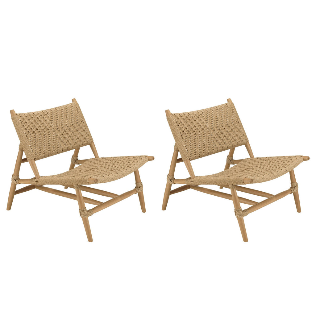 Valeria - Lot De 2 Fauteuils Jardin - Bois Clair/Beige