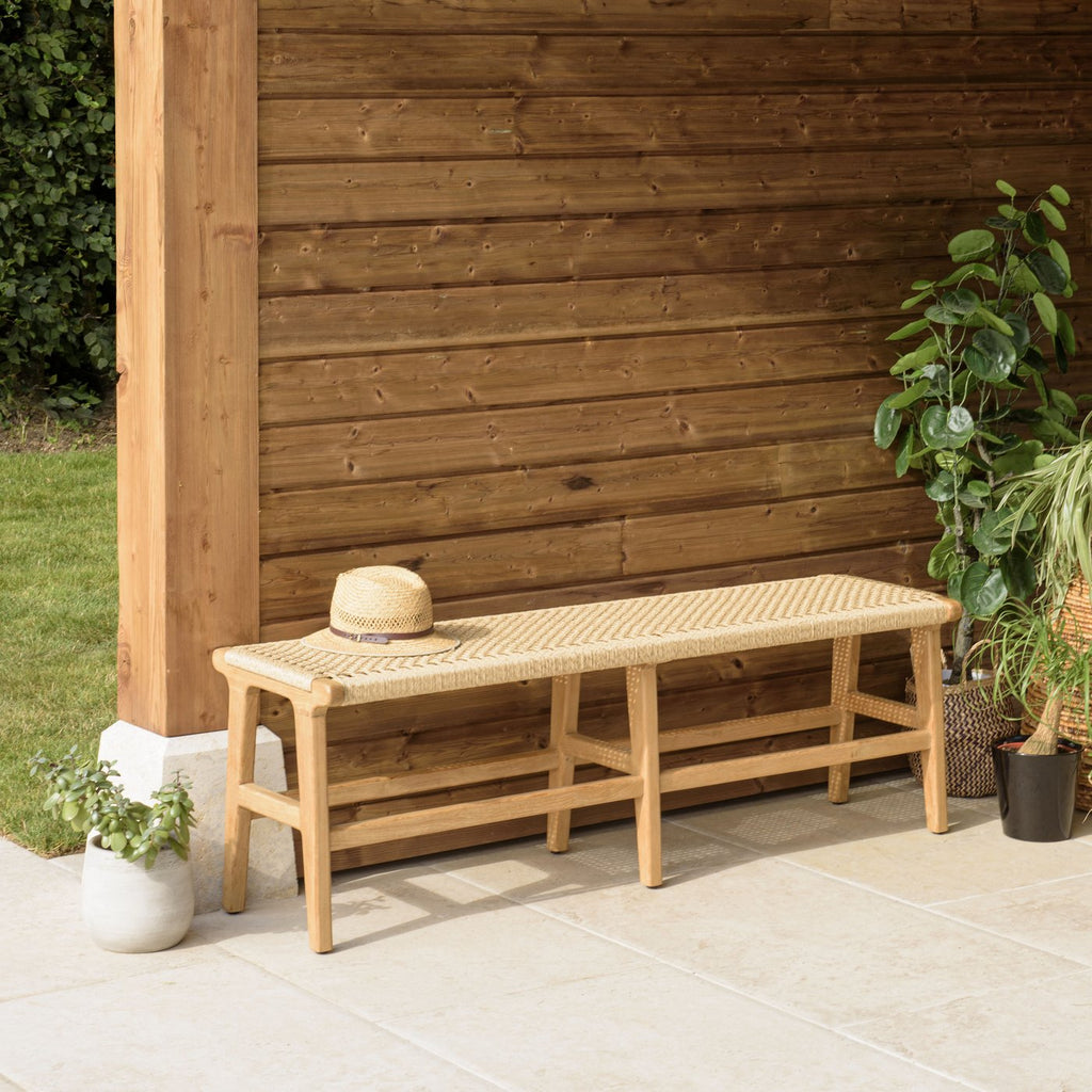 Valeria - Banc De Jardin 3 Places - Bois Clair/Beige