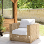 Valeria - Salon De Jardin 6 Places - Beige/Blanc/Bois Clair