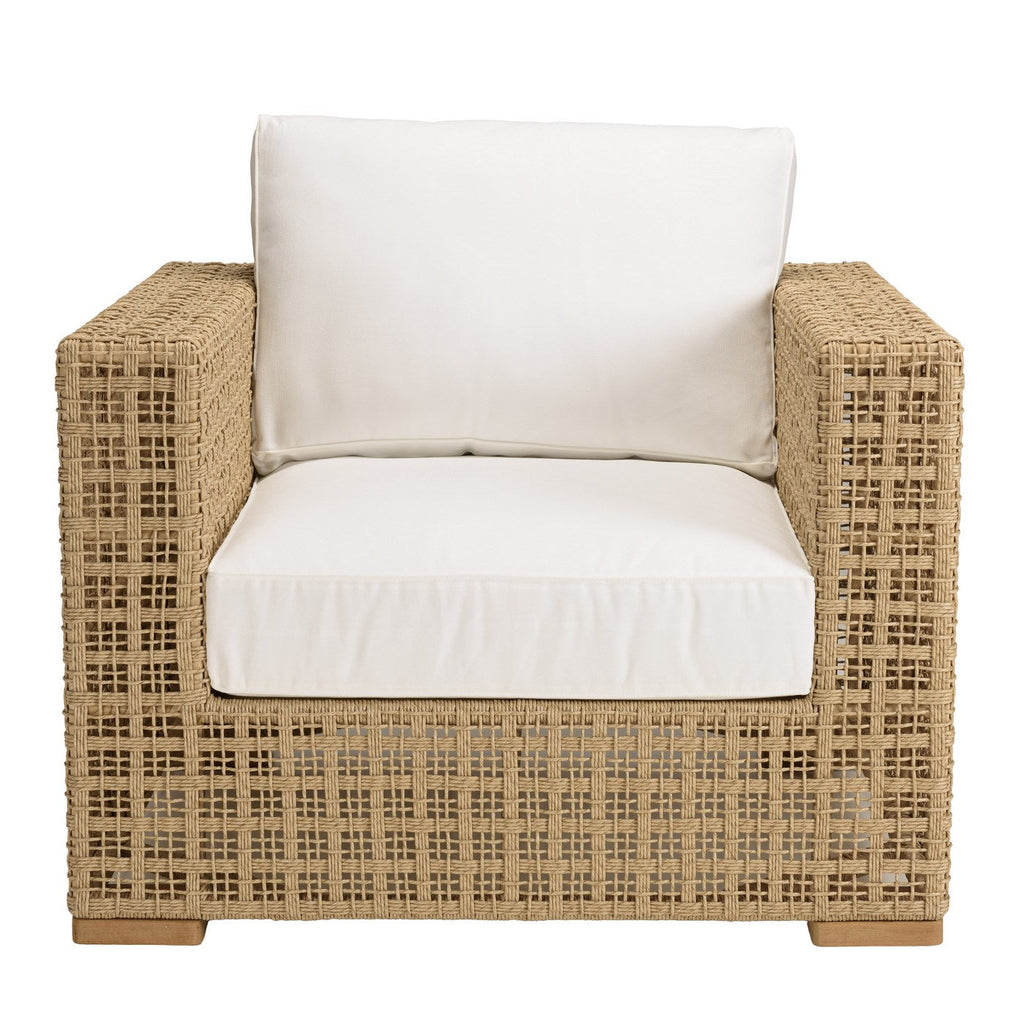 Valeria - Salon De Jardin 6 Places - Beige/Blanc/Bois Clair