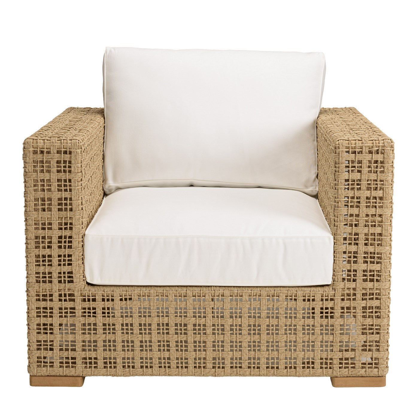 Valeria - Salon De Jardin 6 Places - Beige/Blanc/Bois Clair