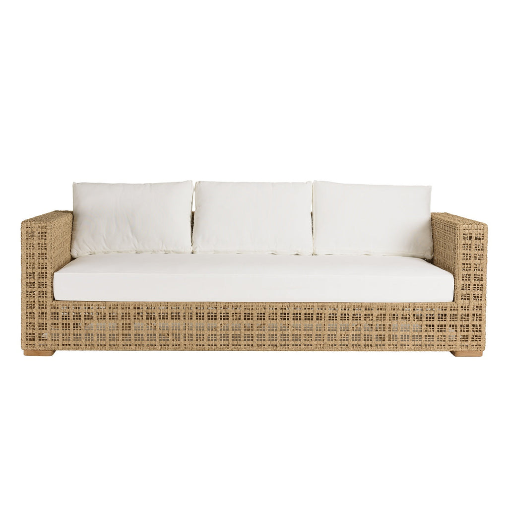 Valeria - Salon De Jardin 6 Places - Beige/Blanc/Bois Clair