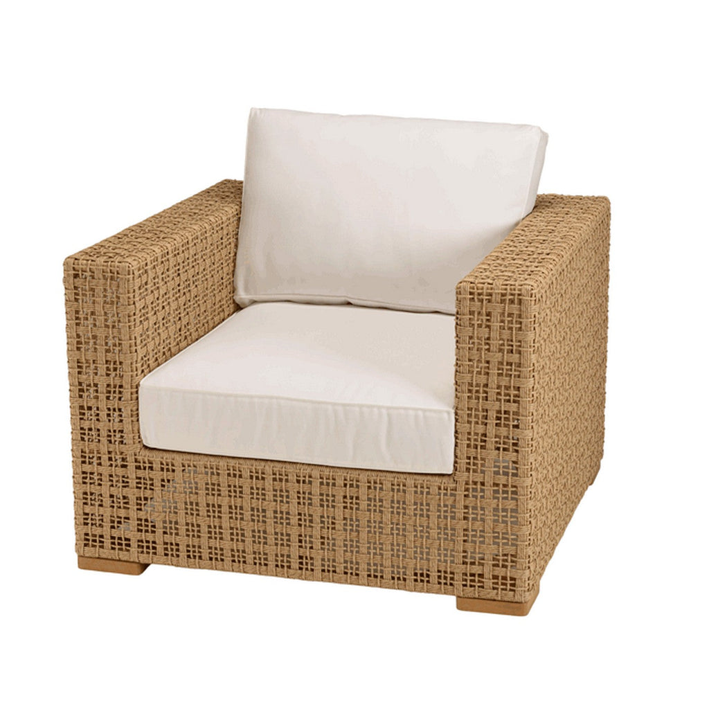Valeria - Salon De Jardin 6 Places - Beige/Blanc/Bois Clair