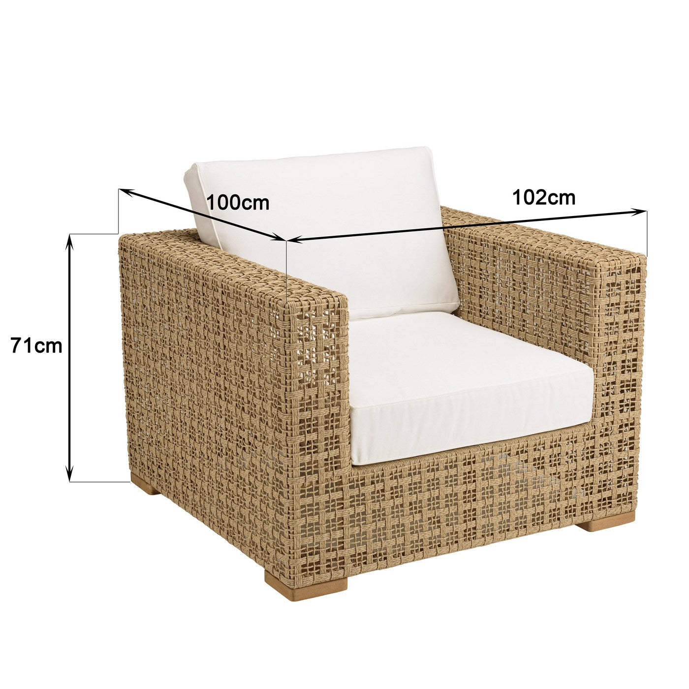 Valeria - Salon De Jardin 6 Places - Beige/Blanc/Bois Clair