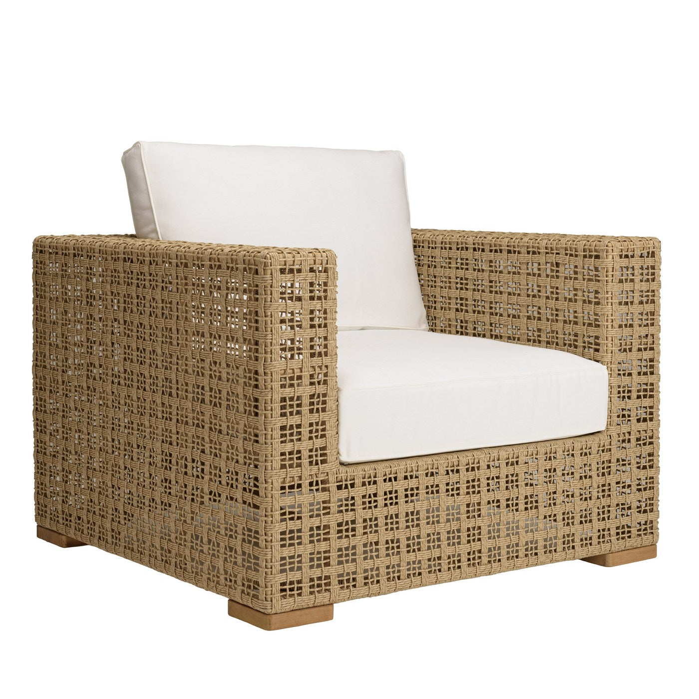 Valeria - Salon De Jardin 6 Places - Beige/Blanc/Bois Clair